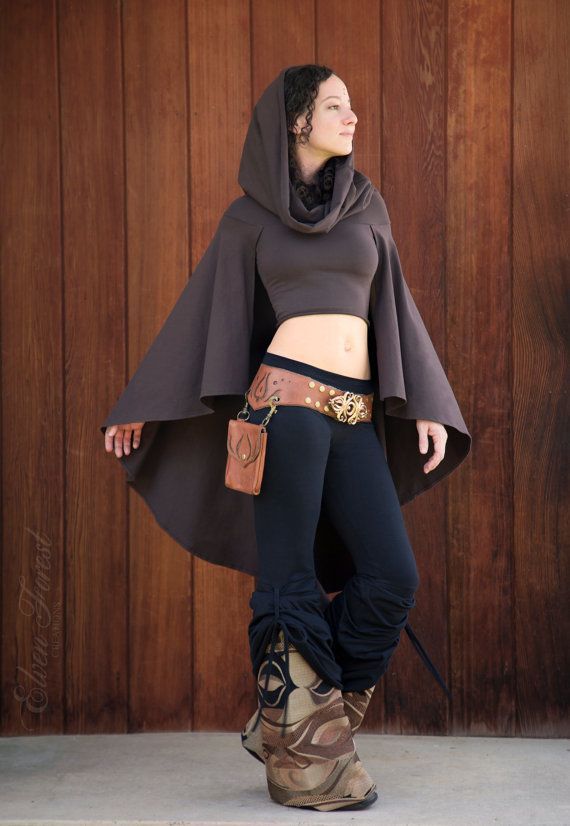 Crop Top Hoodie with Cape Sleeves ~ Elven Forest, Festival Clothing -   12 fitness Clothes design ideas