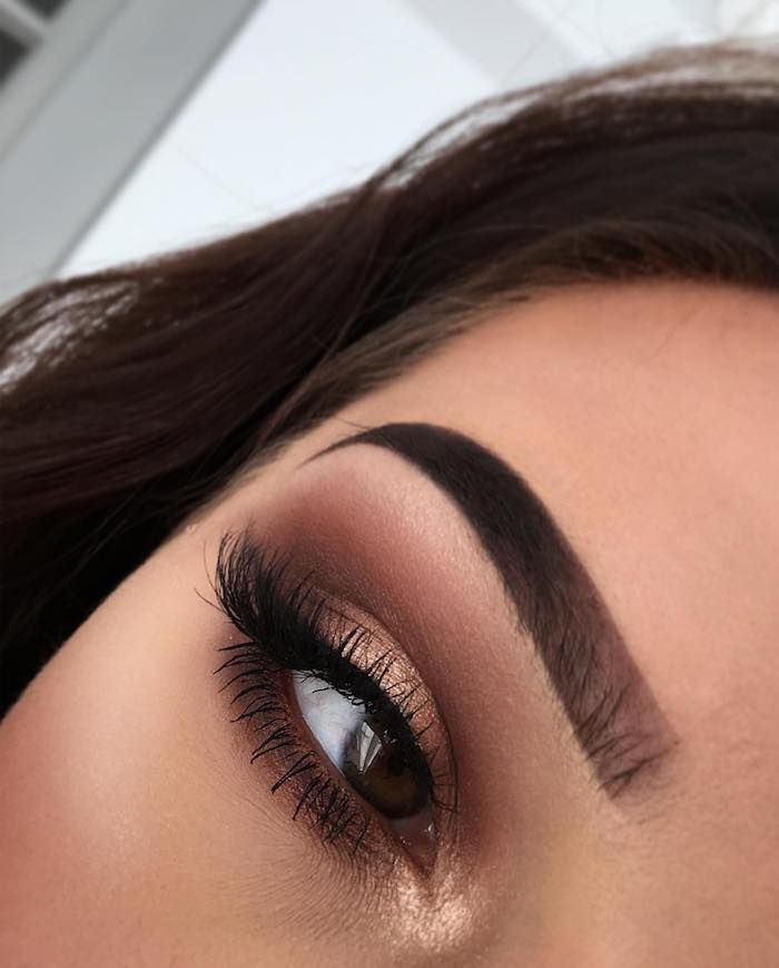 Eyeshadow, eyebrow accentuate, New Year's make-up in brown and gold -   12 formal makeup For Brown Eyes ideas