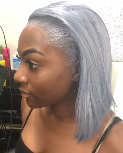 Ash Grey Bob Wig Frontal Lace 100% Virgin Human Hair -   12 grey hair Videos ideas