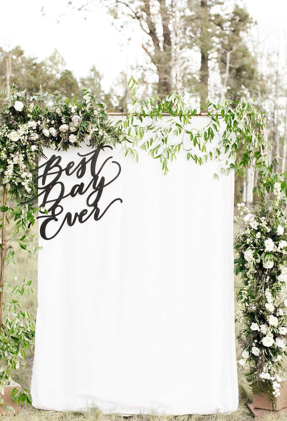 Intimate Outdoor Chic Wedding in the Middle of Arizona Pines -   12 wedding Backdrop photobooth ideas