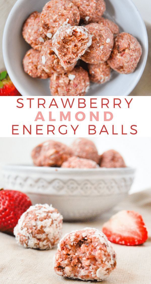 No Bake Strawberry Almond Energy Balls -   13 healthy recipes Baking energy bites ideas