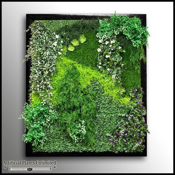 Replica Indoor Artificial Living Wall 60in.L x 36in.H w/ 6in. Frame -   13 indoor plants Logo ideas