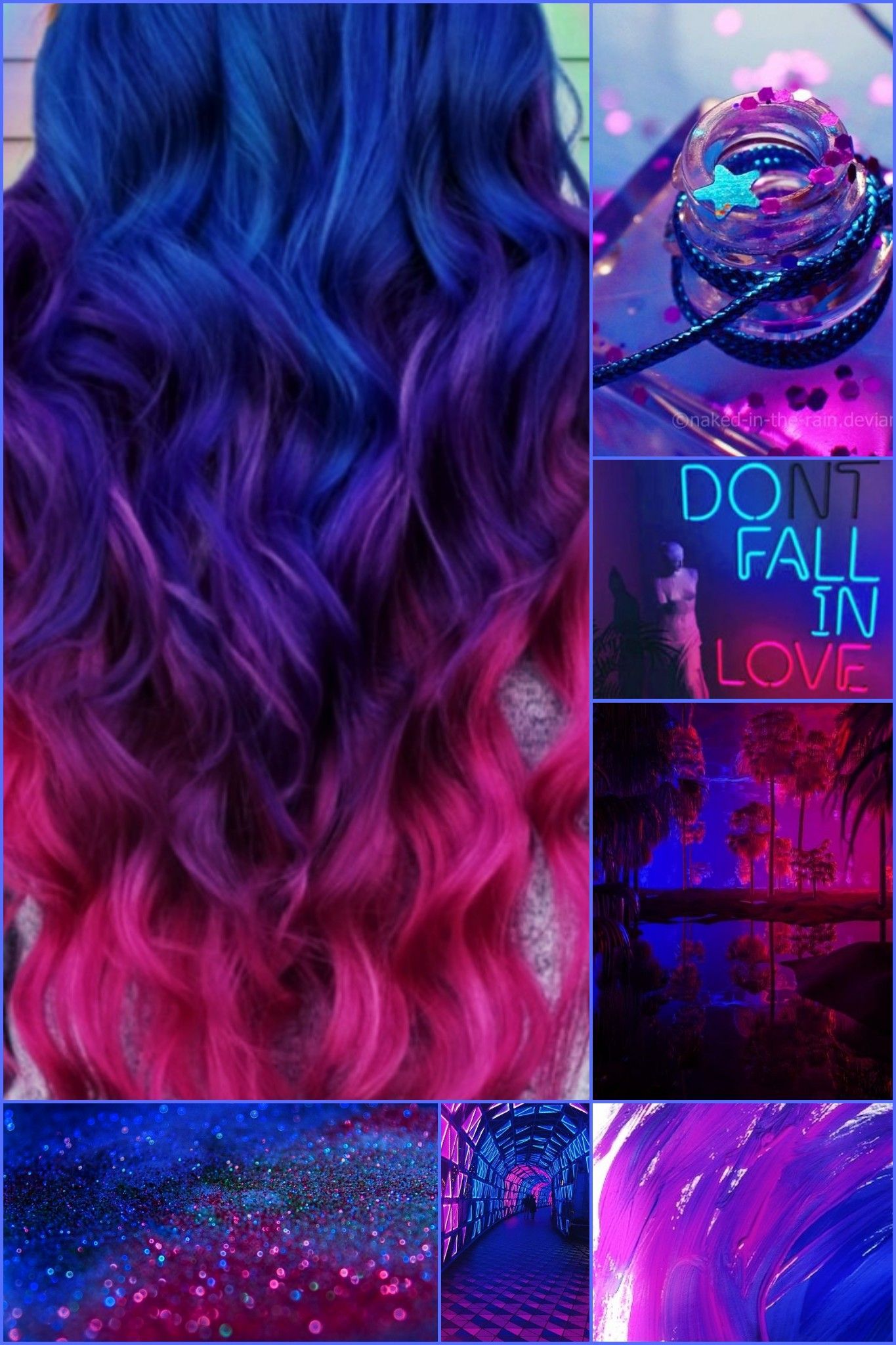 Bright Blue Purple Pink Moodboard Aesthetic. Love me some mermaid hair and those gem and jewel tones -   13 mermaid hair Color ideas