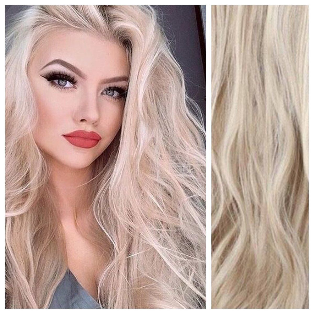 Ash Blonde Hair with Platinum Blonde Highlights Hair Extensions - Curly Hair 24