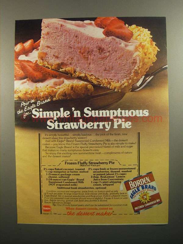 1984 Borden Eagle Condensed Milk Ad - Strawberry Pie -   14 desserts Individual condensed milk ideas