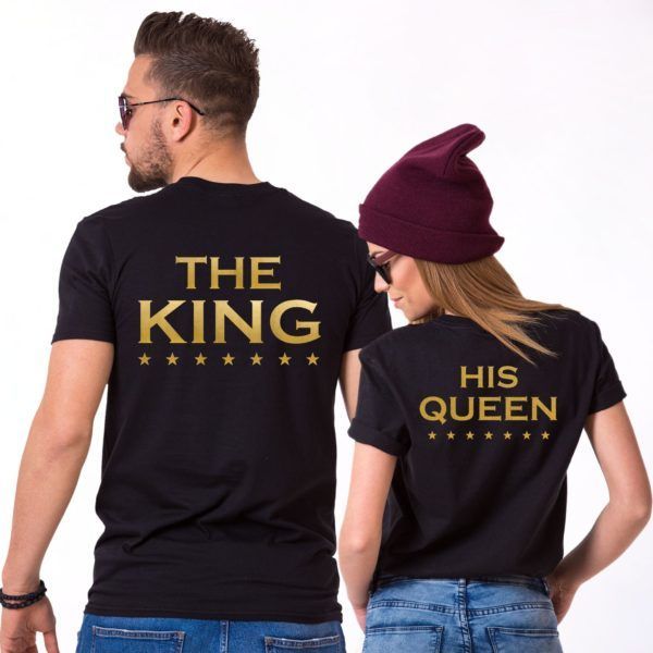 The King, His Queen, Stars Print, Matching Couples Shirts -   14 fitness Couples shirts ideas