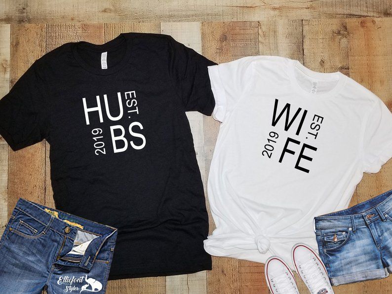 HUBS WIFE Est. Date Shirts | Couples Shirts | Wedding Shirts | Honeymoon Shirts | Just Married Shirts | Mr. and Mrs Shirts -   14 fitness Couples shirts ideas