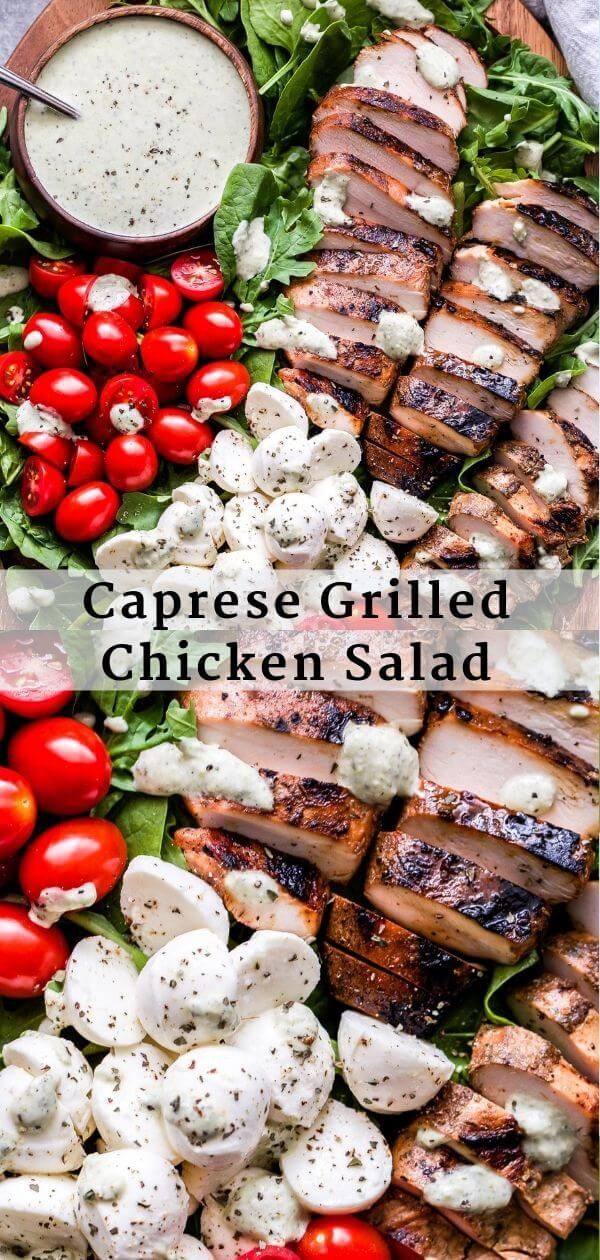 Caprese Grilled Chicken Salad with Creamy Pesto Dressing -   14 healthy recipes For One main dishes ideas