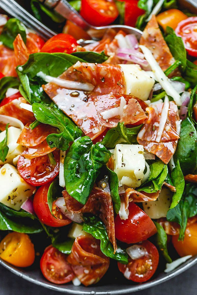 Spinach Salad with Mozzarella, Tomato & Pepperoni -   14 healthy recipes For One main dishes ideas
