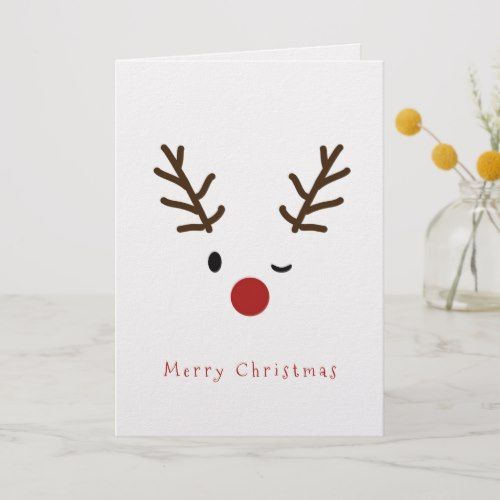 Cute Winking Rudolf Reindeer Christmas Holiday Card | Zazzle.com -   14 holiday Cards template ideas