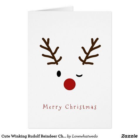 Cute Winking Rudolf Reindeer Christmas Holiday Card | Zazzle.com -   14 holiday Cards template ideas