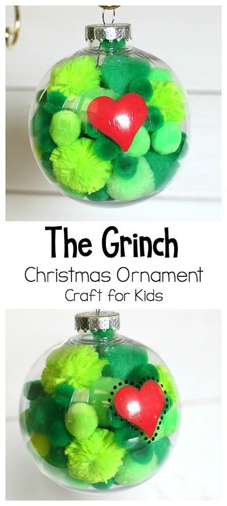 Absolutely adorable Grinch homemade Christmas ornament craft! -   14 holiday Party for kids ideas