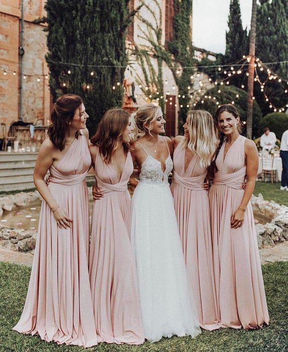 LONG Bridesmaid Dress // Infinity Dress // Floor Length // Maxi Wrap // Convertible Dusty Rose Dress // Wedding Dress // Multiway Dress -   14 wedding Bridesmaids shades ideas