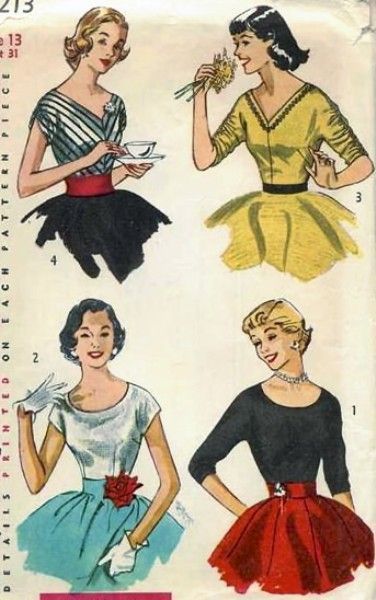 1950s LOVELY Scoop or V Neckline Blouse Pattern SIMPLICITY 4213 Four Flattering Style Simple To Make Bust 32 Vintage Sewing Pattern -   15 dress Cocktail pattern ideas