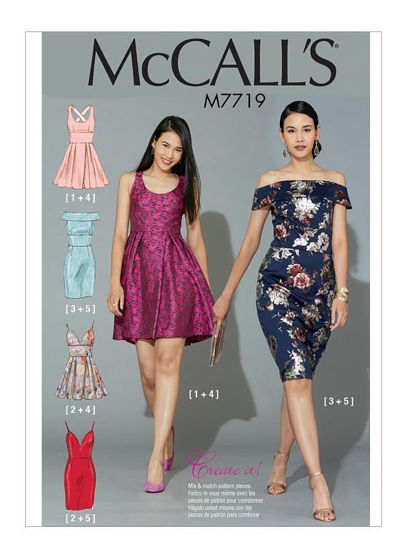 Sewing Pattern for Misses' Dresses with Bodice and Skirt Variations, McCall's Pattern M7719, New Pattern, Women's Dress Pattern, Create It -   15 dress Cocktail pattern ideas