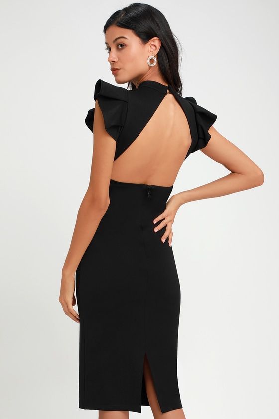 Stylish Splendor Black Backless Ruffle Bodycon Midi Dress -   15 dress Midi modest ideas