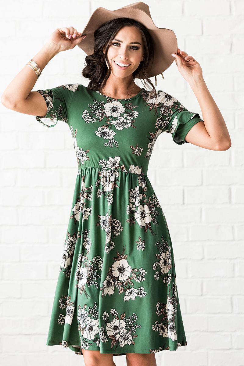 Nessa Dress (Green Floral) -   15 dress Modest cute ideas
