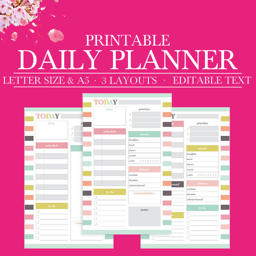Daily Planner, Daily Schedule Planner, Daily Planner Printable Pages, Daily Planner Inserts, Day Planner, Half Letter Size, A5 -   15 fitness Planner buy ideas