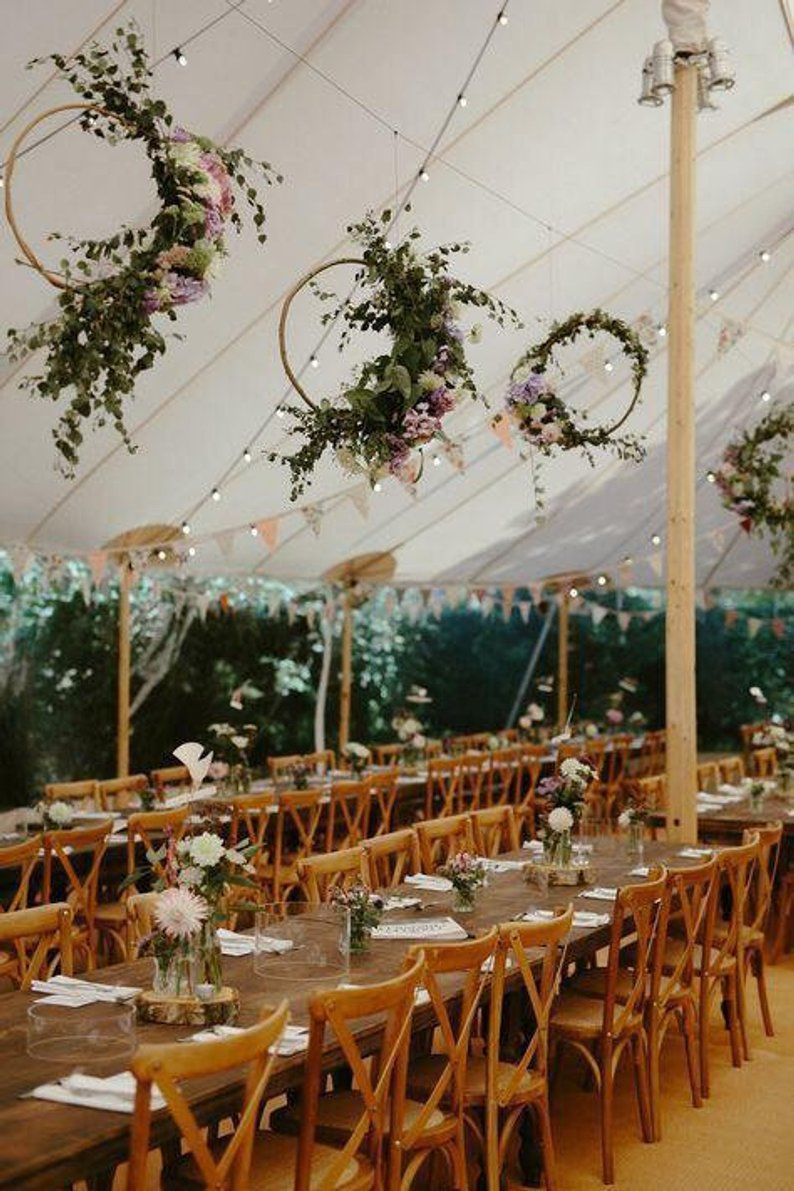 Set of 3 wood hoops wreath/ Wedding decoration/ Wedding Decor/ Boho/ Floral nursery wall piece/ Flor -   15 garden wedding Decoracion ideas