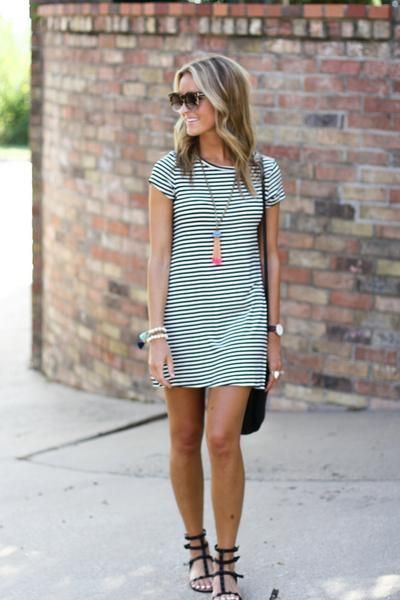 Striped T-Shirt Dress by Kept -   15 tshirt dress Outfits ideas