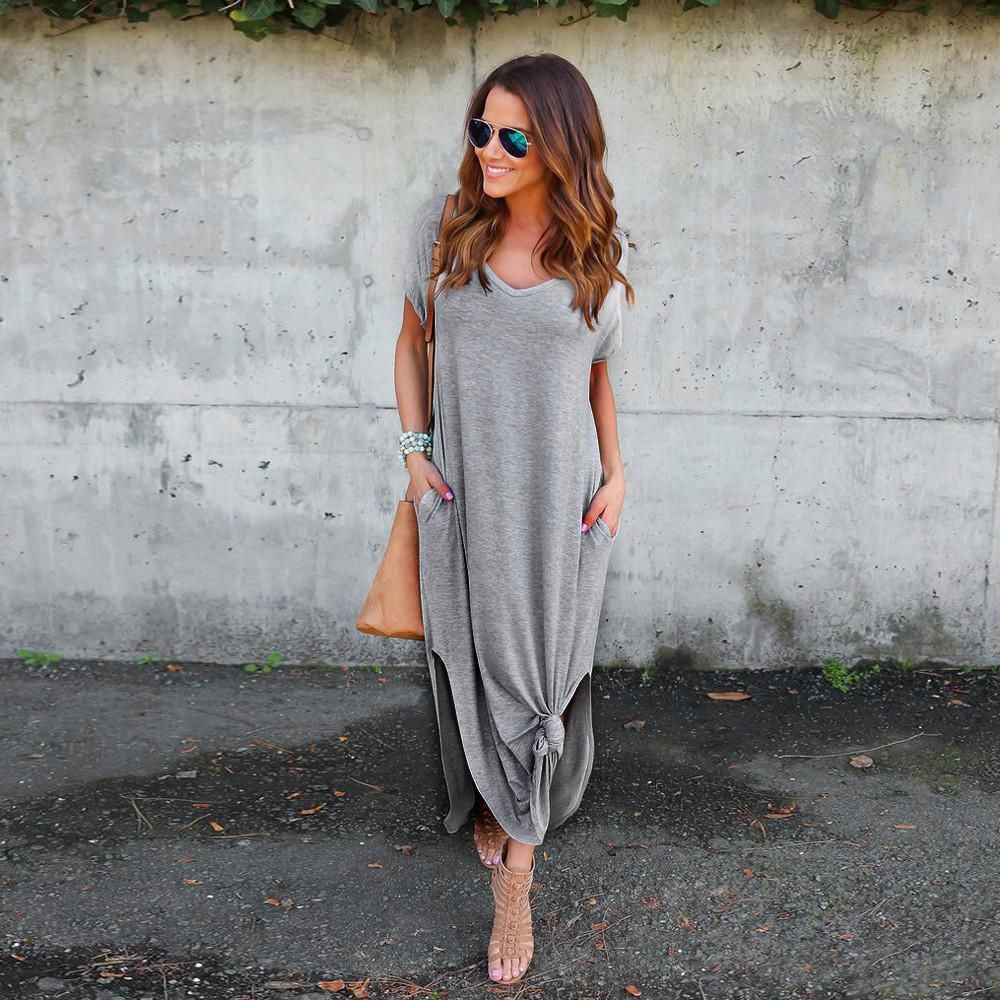 Floor-Length T-Shirt Dress -   15 tshirt dress Outfits ideas