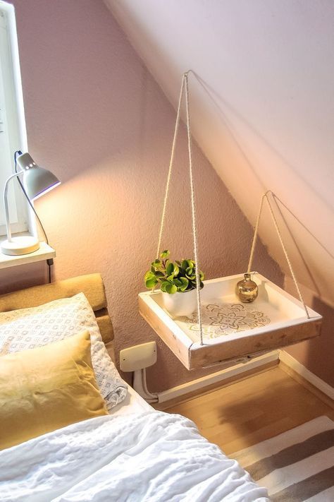 » H?ngenden Nachtisch selber bauen - Boho Style mit PILOT PINTOR -   16 diy projects Decoration bedrooms ideas
