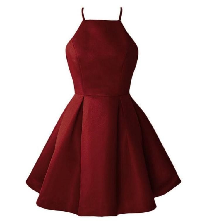 Dark Red Satin Halter Homecoming Dress, New Homecoming Dress 2019 -   16 dress Party red ideas
