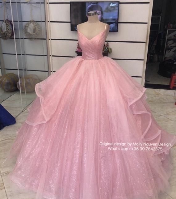 Pink Iridescent Gown,Pink Dress -  Wedding Gown, Modern Evening Wear, sparkly Ballgown, Custom Made -   16 pink wedding Gown ideas