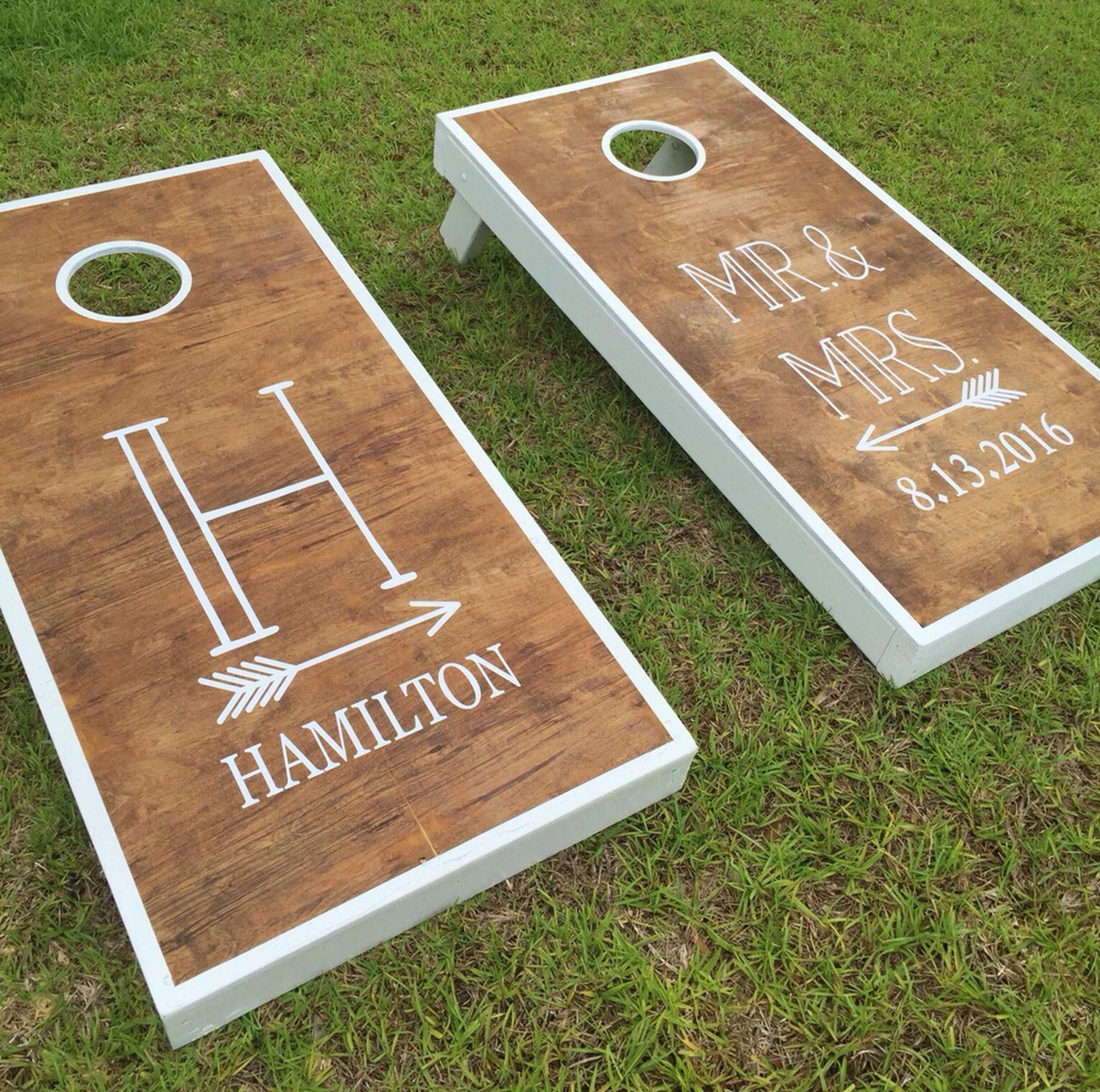 Mr and Mrs Wedding Decals | Monogram with Arrow | Wedding Date | Vinyl Decal Set for Cornhole Game Boards | Wedding Decor Rustic -   16 rustic wedding Gifts ideas