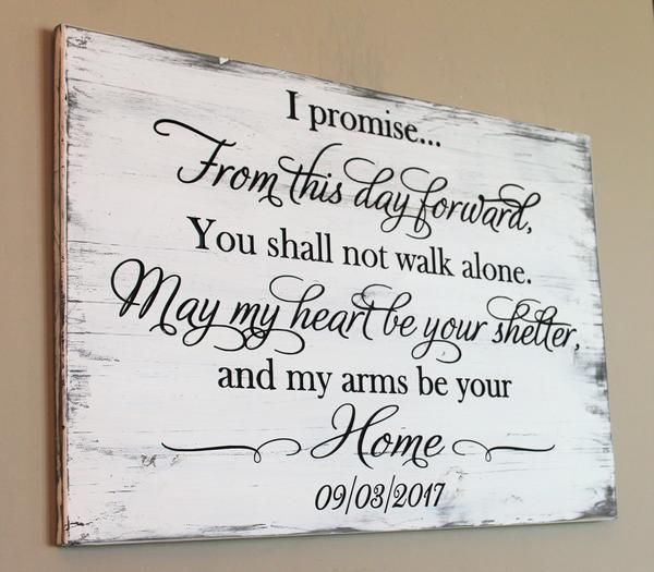 I promise From This Day Forward Engraved Wood Wall Art For Weddings -   16 rustic wedding Gifts ideas