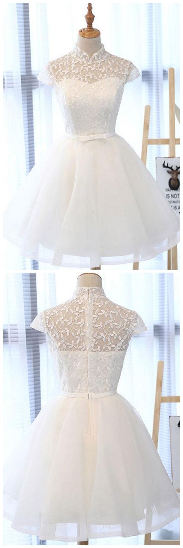 White Lace Short Prom Dress, White Homecoming Dress -   17 dress Cocktail white ideas