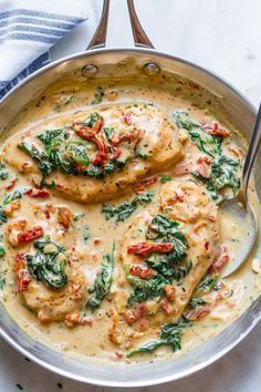 Chicken with Spinach in Creamy Parmesan Sauce -   17 healthy recipes Easy for one ideas
