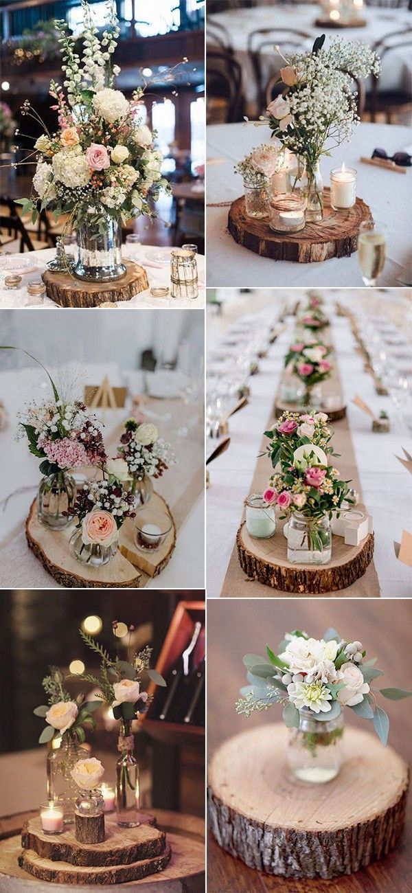 18 Chic Rustic Wedding Centerpieces with Tree Stumps -   17 wedding Flowers table ideas