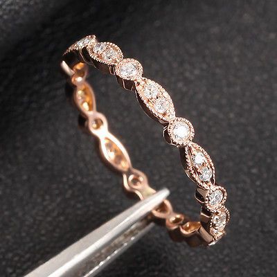 Details about Art Deco Antique Style .32ct Diamond Milgrain 14K Rose Gold Wedding Band Ring -   17 wedding Rose Gold ring ideas