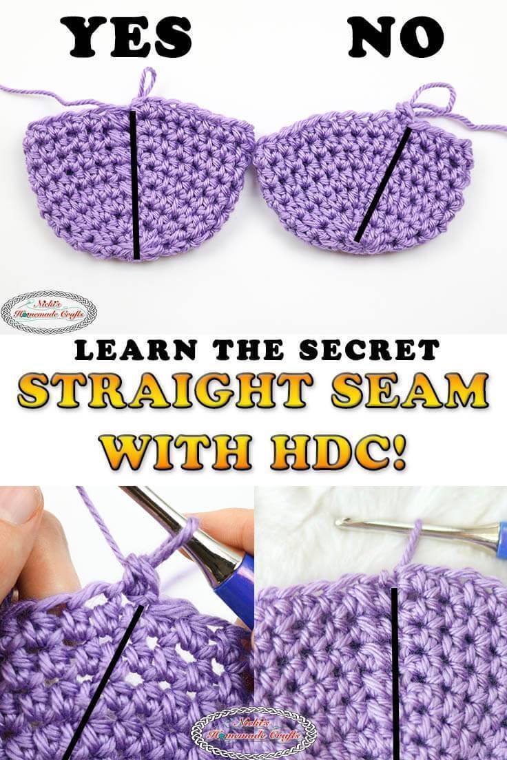 How to Crochet a Straight Seam with Half Double Crochet in Rounds -   18 knitting and crochet Learning yarns ideas