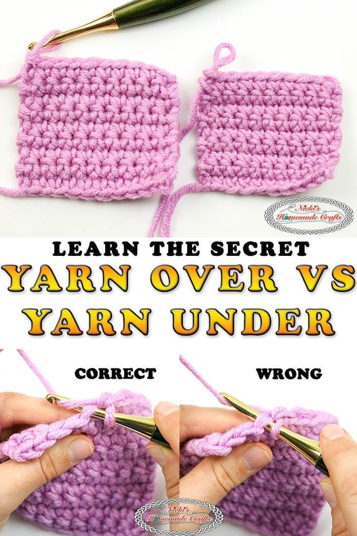 How to Crochet Yarn Over vs Yarn Under - Correct Way Made Easy -   18 knitting and crochet Learning yarns ideas