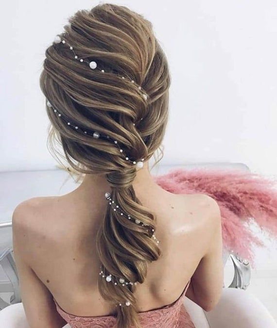 Long Hair Viner Pearl Hair Vine Pearl Headband Wedding headpiece Bridal Hair vine Bridal Jewelry Hai -   18 lifeguard hairstyles Summer ideas