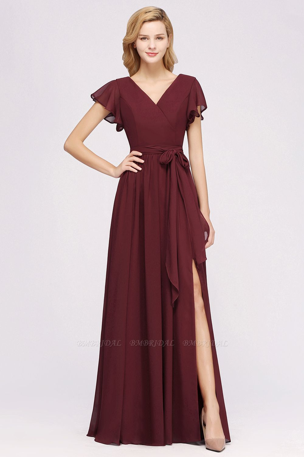 V-Neck Short-Sleeves Bridesmaid Dress -   18 soiree dress Plus Size ideas