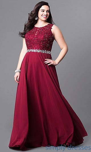 Plus-Size Long Prom Dress with Jeweled Lace Bodice -   18 soiree dress Plus Size ideas