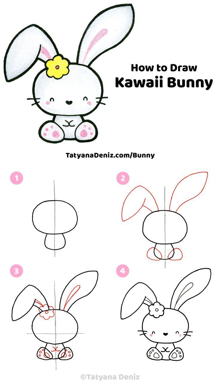 How to draw a cute Easter bunny step-by-step tutorial -   19 diy projects For Kids step by step ideas