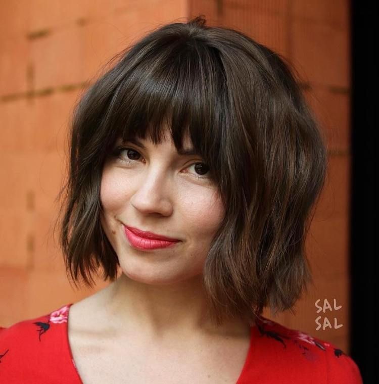 10 New Ways to Sport Short Wavy Hair with Bangs -   20 hairstyles Fringe bob ideas