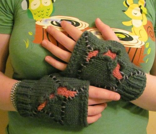 Zombie fingerless gloves knit and crochet horror ready to ship -   22 knitting and crochet awesome ideas