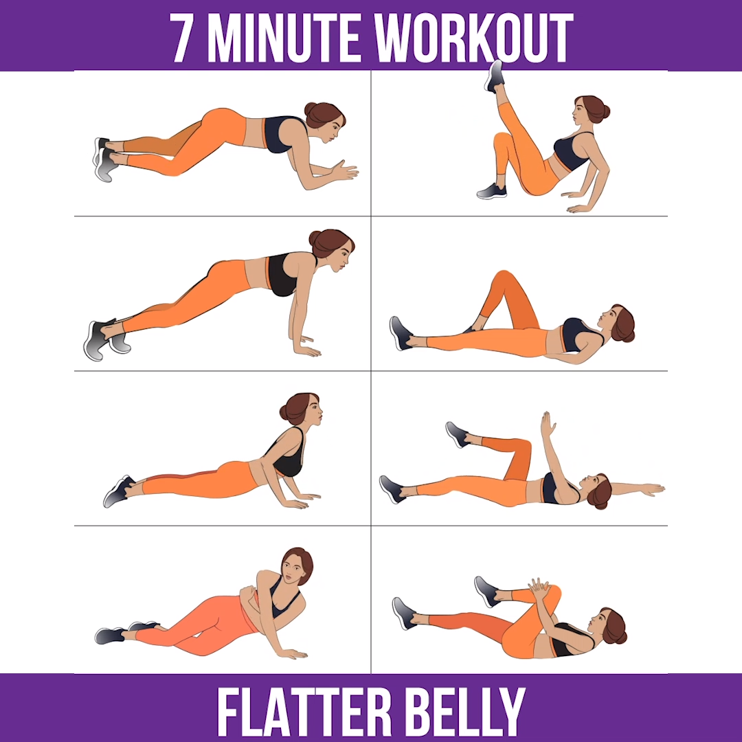 7 Minutes Workout to Get Flatter Belly at Home -   10 fitness Routine gym ideas