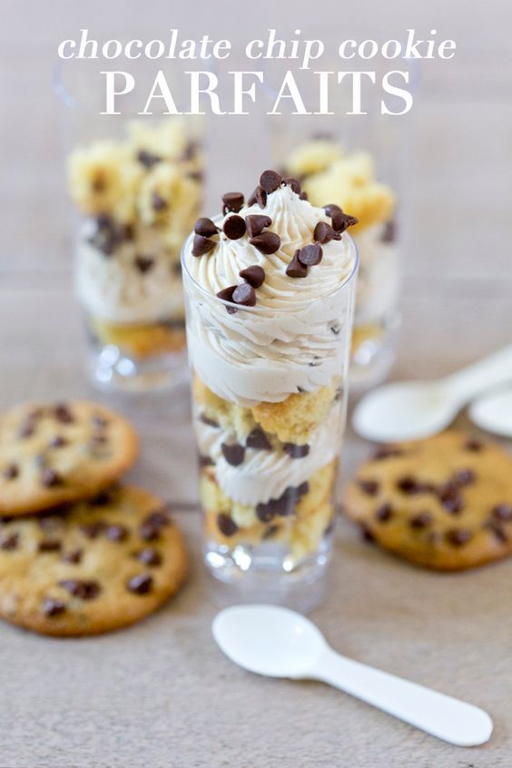 Chocolate Chip Cookie Parfaits & Cupcakes -   13 desserts For Parties shot glasses ideas