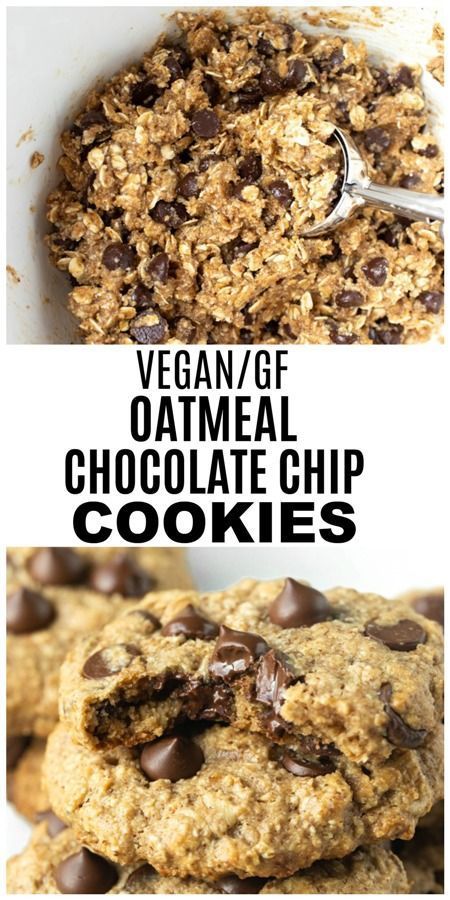 Vegan Oatmeal Chocolate Chip Cookies (Gluten-free) -   13 healthy recipes Gluten Free chocolate chip cookies ideas