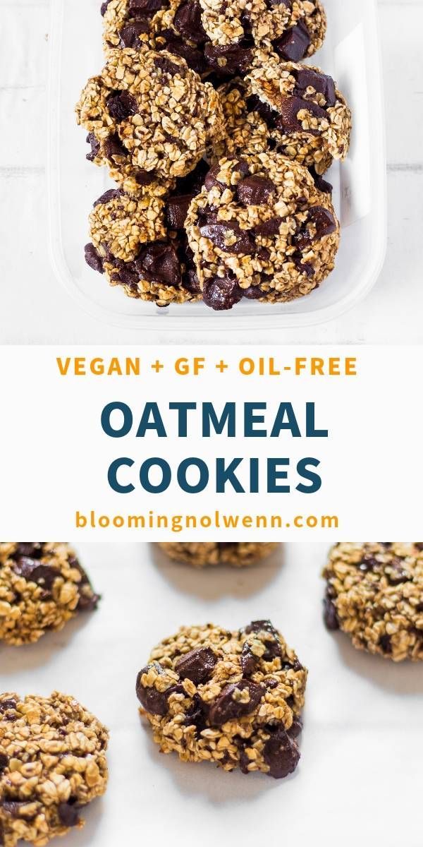3-Ingredient Oatmeal Chocolate Chip Cookies | Vegan, Gluten-Free -   13 healthy recipes Gluten Free chocolate chip cookies ideas
