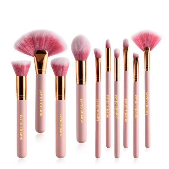 Flamingo 10 Pcs Makeup Brushes Set -   13 pink makeup Brushes ideas