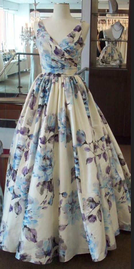 Printed Prom Dress, V Neck Prom Dress, Elegant Prom Dress, Pattern Prom Dress, Floor Length Prom Dress, A Line Prom Dress -   13 prom dress Patterns ideas