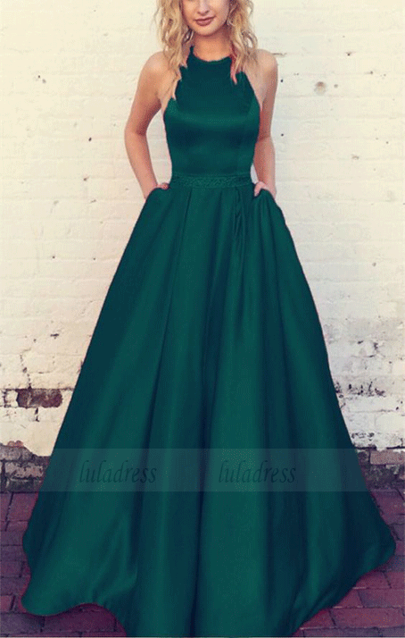Emerald Green Prom Dresses Halter Satin Ball Gowns,BW97389 -   13 prom dress Patterns ideas