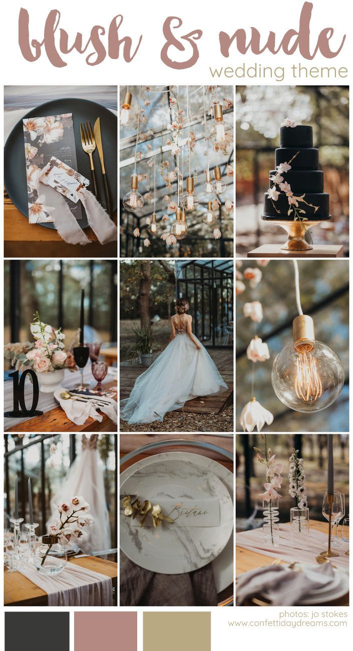 Dramatic + Feminine: Black, Blush and Nude Wedding Ideas -   15 wedding Rose Gold inspiration boards ideas